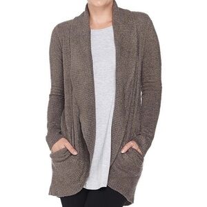 Barefoot Dreams CozyChic Lite Circle Cardi Cardigan Brown Women's Size XS/S